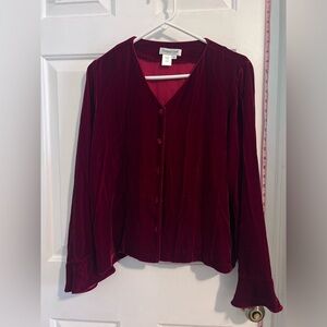 Wine colored ladies velvet Coldwater Creek shirt L